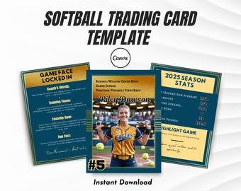 Softball Trading Card Template | Editable Trading Card | Canva Printable