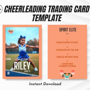 2-page Cheerleading Trading Card Template | Editable Trading Card | Canva Printable