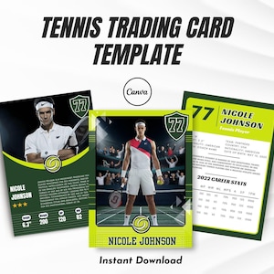 Boys' Tennis Trading Card Template | Editable Trading Card | Canva Printable