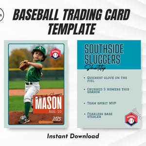 2-page Baseball Trading Card Template | Editable Trading Card | Canva Printable