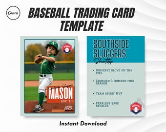 2-page Baseball Trading Card Template | Editable Trading Card | Canva Printable