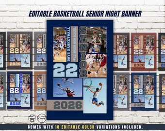 Basketball Senior Night Banner | 10 Color Options | Canva Sports Template Printable