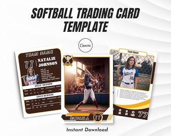 Softball Trading Card Template | Editable Sports Trading Card | Canva Printable