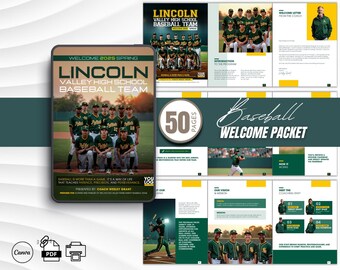 Baseball Team Welcome Packet Canva Template | 50-Page Coach Handbook for Players & Parents | Printable Digital Download