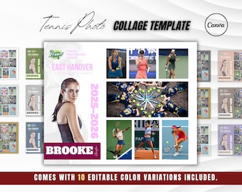 Collage de fotos de tenis / 10 opciones de color / Póster de la noche de los mayores / Plantilla deportiva imprimible de Canva