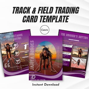Plantilla de tarjeta coleccionable de atletismo al aire libre para niñas / Tarjeta coleccionable editable / Imprimible en Canva