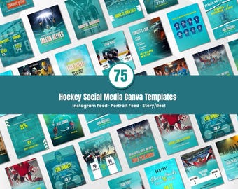 Ice Hockey Social Media Template Bundle Editable in Canva Game Day Posts Player Highlights Match Schedule Designs for Teams and Coaches