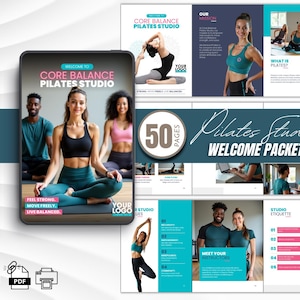 50-Page Pilates Studio Welcome Guide – Includes 2 Cover Options | Editable Digital Packet for Pilates Studio Owners