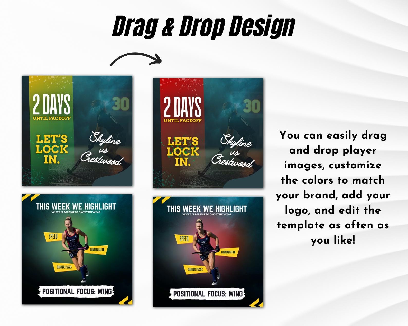 Field Hockey Social Media Template Bundle Editable in Canva Game Day ...