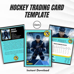 Plantilla de tarjeta coleccionable de hockey para niños / Tarjeta coleccionable editable / Imprimible en Canva