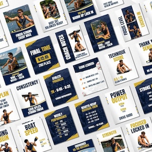 Rowing Social Media Templates Canva | 300 Editable Sports Graphics Bundle | Regatta, Athlete Stats, Schedule, Team Posts