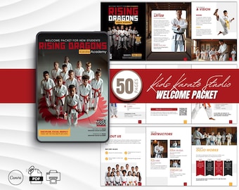 Kids Karate Studio Welcome Packet Editable in Canva 50 Page Instructor Guide Template for Martial Arts Teachers and Dojos