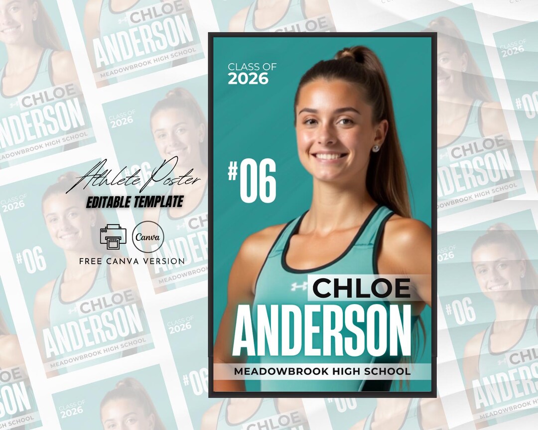 Track and Field Sports Poster Template Editable in Canva Athlete Poster ...