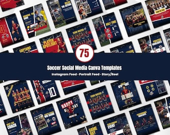 Soccer Social Media Template Bundle Editable in Canva Game Day Posts Player Stats Match Schedule Designs for Teams and Athletes