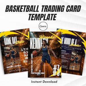 Mädchen Basketball Sammelkartenvorlage | Bearbeitbare Sport-Sammelkarte | Leinwanddruck