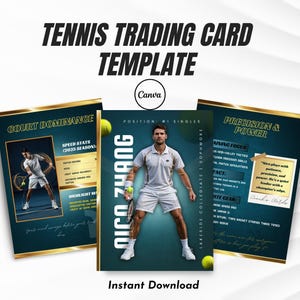 Boys' Tennis Trading Card Template | Editable Trading Card | Canva Printable