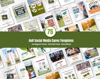 Golf Social Media Template Bundle Editable in Canva Tournament Posts Player Highlights Event Schedule Designs for Teams and Coaches