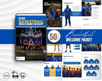 Basketball Team Welcome Packet Canva Template | 50-Page Coach Handbook for Players & Parents | Printable Digital Download