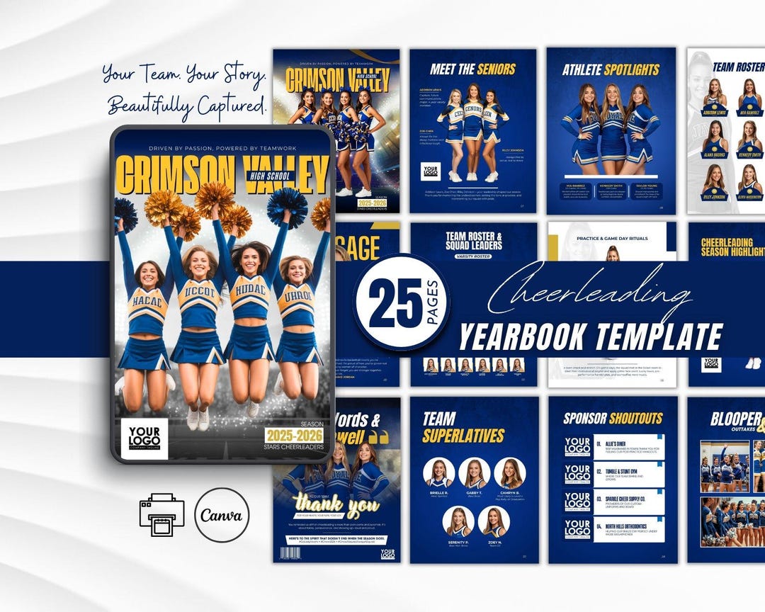 Cheer Note Book End of Season Cheerleading Memory Book Template Editable in Canva for ...