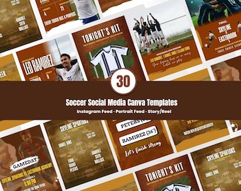 Soccer Social Media Template Pack Editable in Canva Game Day Posts Player Highlights Match Schedule Designs for Teams and Coaches