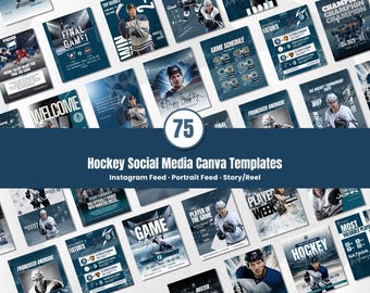 Hockey Social Media Template Bundle Editable in Canva Game Day Posts Player Highlights Match Schedule Designs for Teams and Coaches