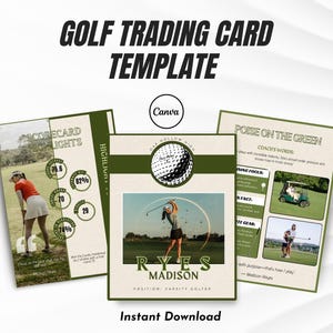de Carte à collectionner de golf pour fille | Carte à collectionner modifiable | Impression sur toile