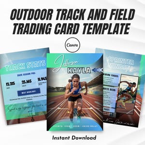 Sjabloon voor outdoor atletiekkaarten voor meisjes | Bewerkbare ruilkaart | Afdrukbaar op canvas