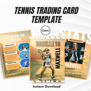 Girls' Tennis Trading Card Template | Editable Sports Trading Card | Canva Printable