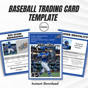 Baseball Trading Card Template | Editable Trading Card | Canva Printable