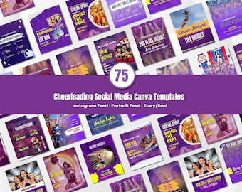 Cheerleading Social Media Template Bundle Editable in Canva Game Day Posts Team Highlights Schedule Designs for Cheer Squads and Coaches
