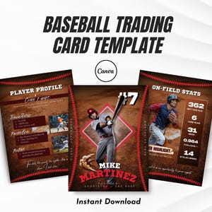 Modello di carta collezionabile da baseball per ragazzi / Carta collezionabile modificabile / Stampabile da Canva