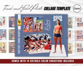Collage fotografico di atletica leggera / 10 opzioni di colore / Poster per la serata degli anziani / Modello sportivo stampabile Canva