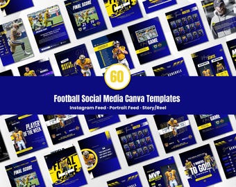 Fußball Social Media Template Bundle | Bearbeitbar in Canva | Spieltag Posts Spieler-Statistiken Spiel Spielplan Designs für Teams und Athleten