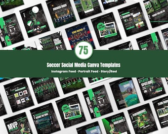 Soccer Social Media Template Bundle Editable in Canva Game Day Posts Player Highlights Match Schedule Designs for Teams and Coaches