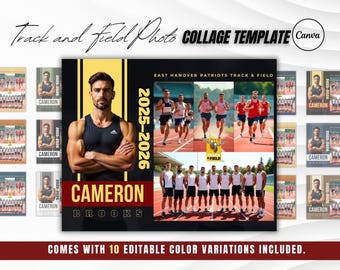 Collage fotografico di atletica leggera / 10 opzioni di colore / Poster per la serata degli anziani / Modello sportivo stampabile Canva