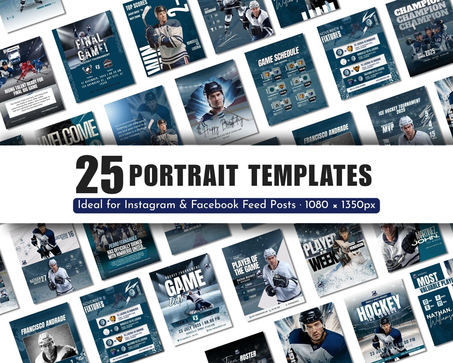 Hockey Social Media Template Bundle Editable in Canva Game Day Posts ...