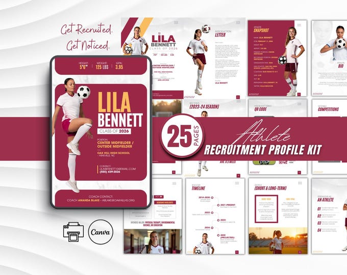 Soccer - Athletic Profile Deluxe Template - Etsy Canada