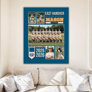 Honkbal fotocollage sjabloon bewerkbaar Canva - Teal teamfoto lay-out, 8x10 | Cadeau voor eindexamenfeest