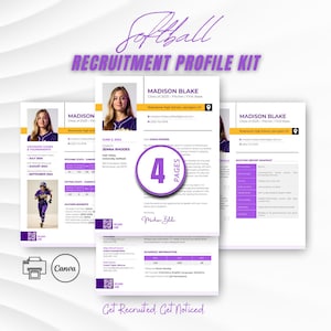 Girls Softball 4-page Athlete Recruiting Profile – Editable College Recruiting Templates for High School Athletes | Canva Template