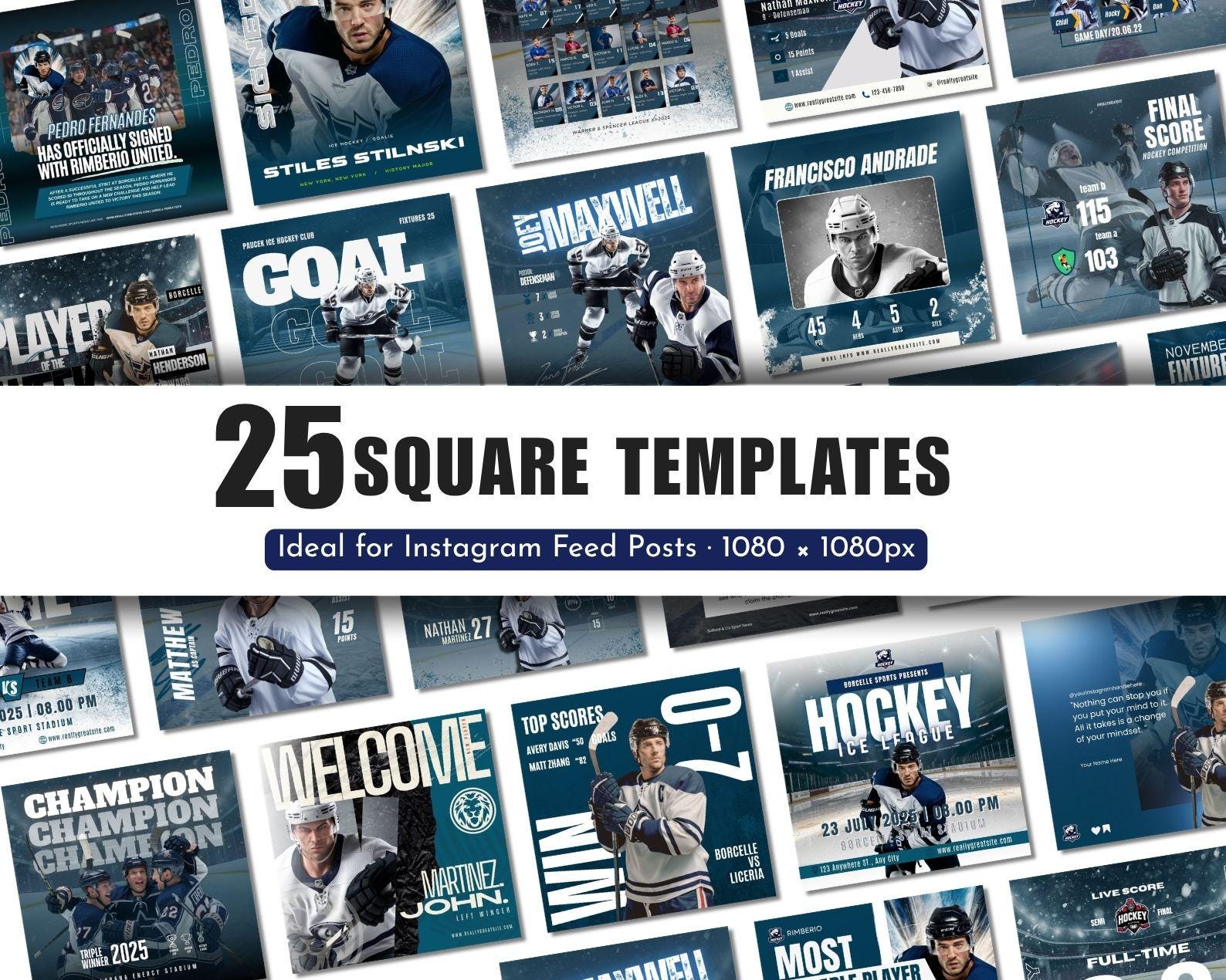 Hockey Social Media Template Bundle Editable in Canva Game Day Posts ...