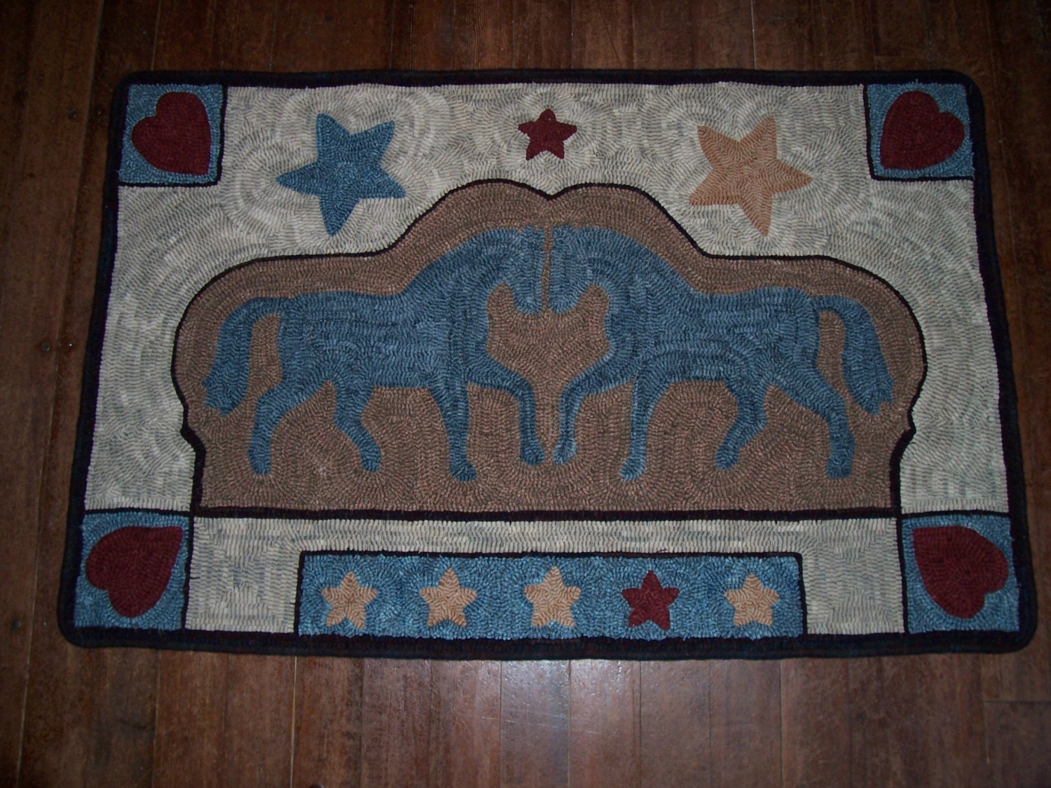 Rug Hooking Pattern Hooked Rug Pattern Horse Two Horses Etsy