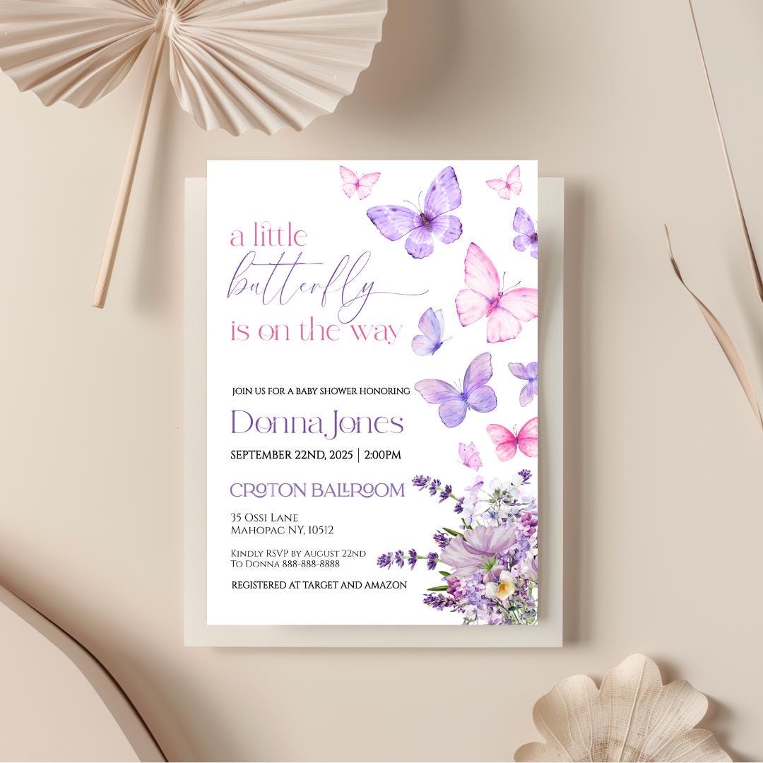 Butterfly Floral Baby Shower Invitation: Editable Template (digital ...