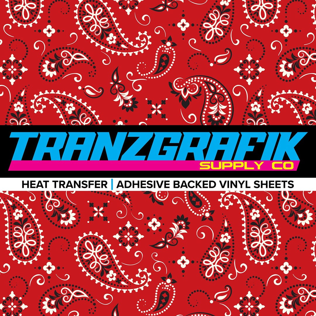 Red Pattern Htv Red Bandana Pattern - Heat Transfer or Sticker Vinyl Sheet - 12x18 ...