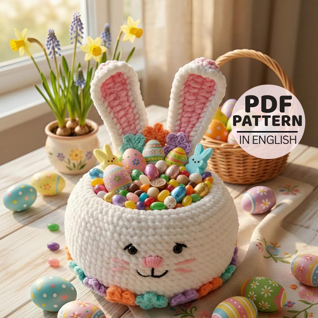 Easter Bunny Basket Crochet Pattern PDF, Amigurumi Rabbit Basket ...