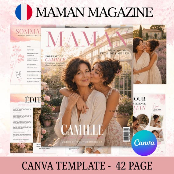 Template Magazine Maman Personnalisé – Canva Modifiable – Cadeau Unique pour Maman – Idée Originale Fête des Mères & Anniversaire