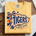 Personalized School Mascot PNG, Custom Gingham School Name Banner, Coquette Varsity Spirit Shirt, Digital Download