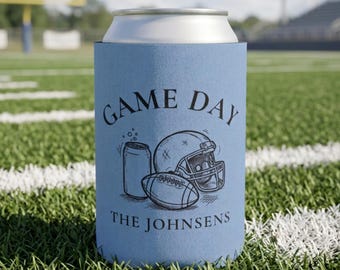 Football Game Day Can Cooler Custom Football Party Favor Personalized Party Cozie Tailgating Accessory Tailgate Custom Beer Can Holder