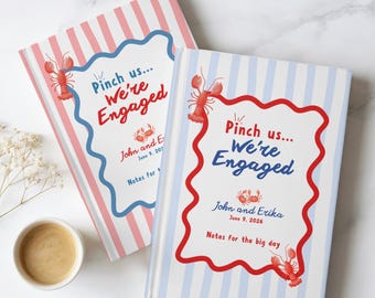 Pinch Us We're Engaged Guest Book Crawfish Boil Engagement Party Couples Shower Idea Wedding Journal Beach Rehearsal Dinner Crab Theme