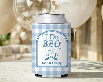 I Do BBQ Can Cooler BBQ Theme Custom Party Favor Engagement Can Cooler Personalized Party Cozie BBQ Rehearsal Dinner Backyard bbq