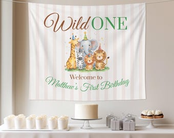 Wild One First Birthday Tapestry Welcome Backdrop First Birthday Keepsake Custom Tapestry 1st Birthday Safari Jungle Animals 1st Birthday